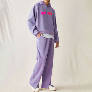 Survêtements d'hiver pour hommes de haute qualité OEM, logo personnalisé imprimé, 100% coton, couleur unie, streetwear, pull régulier, 2 pièces - Product Image 5