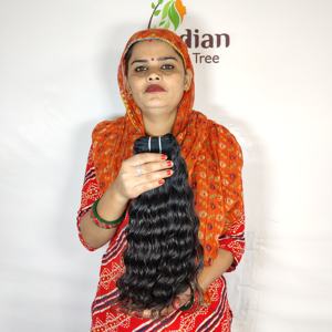 Pas cher 100% Couleur Naturelle Noir Crépus Soyeux Bundle vague Profonde Vague Remy Indien Extensions de Cheveux Humains pour les Femmes - Product Image 1