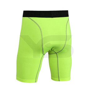 Pantalones cortos de compresión de gimnasio de cintura media para hombre de la mejor calidad, de Spandex Material, decoración de patrón sólido, bolsillos para correr, estilo informal - Product Image 4