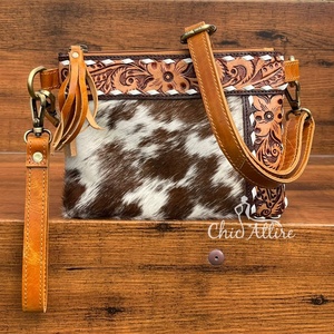 New Best High Quality Fashionable <b>Hand</b> Tooled Leather Wristlet Crossbody Shoulder Bag Handmade Cowhide Leather Women's <b>Mini</b> Bags - Product Image 1