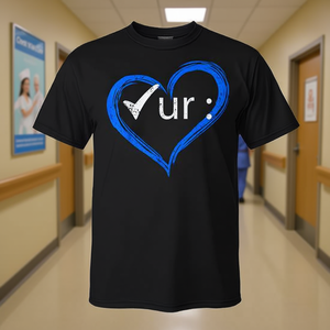 ตรวจสอบเสื้อยืดลายหัวใจสีน้ำเงินของคุณเพื่อเป็นส่วนหนึ่งของผลิตภัณฑ์ส่งเสริมการรณรงค์เรื่องมะเร็งลำไส้ใหญ่ - Product Image 3