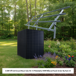 Kit solaire hors réseau de 5,4 kW - 12 panneaux bifaciaux Philadelphia de 450 W - Support au sol Sinclair Sky Rack 2.0 - Product Image 3