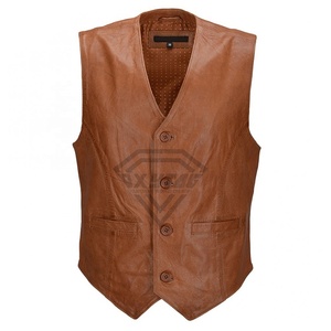 Veste en cuir sans manches robuste pour la conduite en moto, les aventures en plein air, les voyages, le style urbain, veste en cuir pour moto pour hommes - Product Image 1