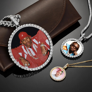 Joyería Hip Hop para Hombre y Mujer, Chapado en Oro de 18K, con Circonitas, Diamantes, Medallón Personalizado con Foto, Collar con Colgante para Guardar Recuerdos - Product Image 2