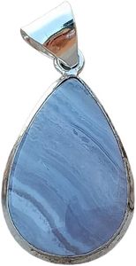 Colgante de mujer, Colgante de Piedra espiritual de ágata de encaje azul Natural, joyería hecha a mano de Navidad, colgante de plata de ley 925 - Product Image 3