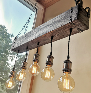 Rustic Wood Beam Pendant <b>Light</b> (Heritage Style) - Product Image 3
