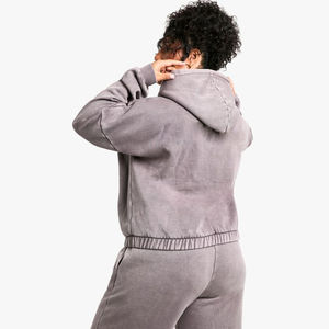 Nardon Apparel Custom Jacket Streetwear <b>Women's</b> Cropped <b>Zipper</b> Hoodie Fashion Blank Plain <b>Hoodies</b> <b>Women</b> Coat Grey Zip up Hoodie - Product Image 5