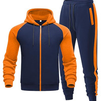 Ensemble de survêtement d'hiver 2 pièces pour homme – Respirant, séchage rapide, léger, à capuche zippée, uni, décontracté, athlétique, pour le jogging