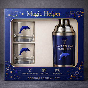 Coctelera Premium de Acero Inoxidable con Vasos de Vidrio, Caja de Regalo, Diseño de Delfín, Juego de Utensilios de <span class=keywords><strong>Bar</strong></span> para Fiestas - Product Image 2