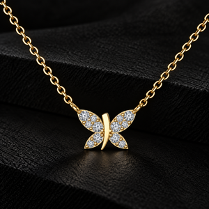 Colgante de Diamante Cultivado en Laboratorio con Corte Redondo, Collar de Diamantes de Mariposa en Oro Sólido de 14K y 18K, DEF VVS, Joyería Fina de Moda para Uso Diario, ODM - Product Image 1