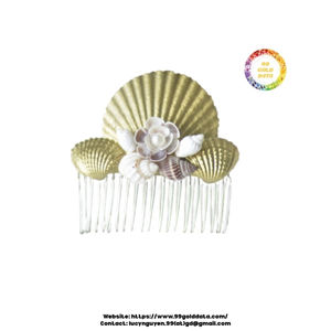 Peine de conchas marinas de alta calidad hecho a mano de conchas reales Ideal para juego de regalo de salón Marcas de belleza ecológicas - Product Image 4