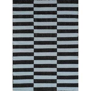 Tapis en laine tissée plate Alhambra gris et noir, rayé abstrait, rectangulaire, pour couloir, usage domestique - Modèles Dwrm-176, tapis de chambre/chevet - Product Image 1