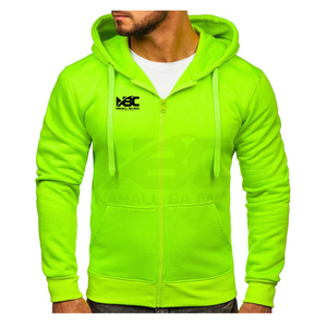 Personalizable Hombres Algodón Casual Full Zip-up Hoodie 320gsm Oversized Heavyweight Low MOQ Bulk para Invierno Color Verde Claro - Product Image 3