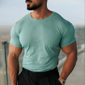 Venta al por mayor de Camisetas Personalizadas para hombre, Camiseta ajustada con cuello redondo, 100% algodón, transpirable, secado rápido, ropa de gimnasio y entrenamiento, camiseta para hombre - Product Image 1
