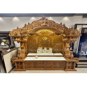 Autel de prière spirituel en bois de teck traditionnel, design détachable, taille et couleur personnalisables, durable, sculpté à la main, Mandir hindou - Product Image 1