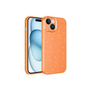Étui de protection pour appareil photo en silicone CPPL Koton marbré pailleté de luxe pour iPhone 15 Plus - Plaqué orange, coque de téléphone portable - Product Image 1