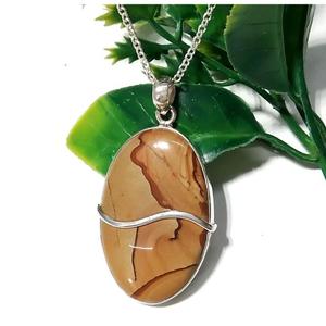 925 Sterling Silver Natural Picasso Jasper Oval Shape Gemstone Lovers Pendant Handmade Necklace Bohemian Design <b>Charm</b> Pendant - Product Image 6