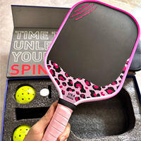 Raquette de pickleball en fibre de carbone T700 à nid d'abeille, édition femme, rose léopard, noyau EPP, approuvée USAPA, durable, entraînement professionnel, enfants