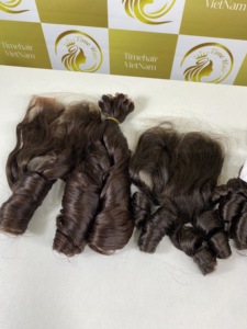 Rizo hinchable marrón oscuro 100% Peluca de pelo vietnamita crudo Todas las texturas Muchas longitudes disponibles Todos los colores - Product Image 3