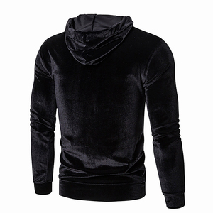Sudadera con capucha de terciopelo para hombre, con cuello redondo, con bolsillo frontal, estilo canguro, venta al por mayor - Product Image 2