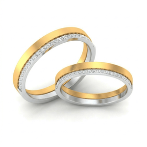 Anillos de Boda Clásicos con Diamantes, Anillos de Pareja con Diamantes Redondos de Corte Brillante, Diamantes Naturales y Cultivados en Laboratorio - Product Image 3