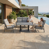 Ensemble de canapés de jardin d'extérieur Mobilier d'extérieur moderne et luxueux avec cadre en aluminium Ensemble de repas de jardin et meubles de patio élégants