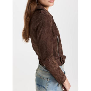 Ropa de invierno con soporte para mujer Premium, chaqueta de cuero genuino, forro de lana, diseño de cremallera, transpirable, técnicas de punto de moda - Product Image 4