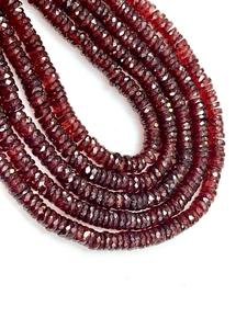 Collar de cuentas de granate de Mozambique de calidad AAA, 5 cuentas de Rondelle facetadas de granate, joyería de piedras preciosas de granate para su regalo para - Product Image 2