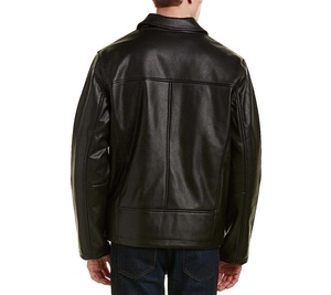 Chaquetas de béisbol con mangas de cuero negro abotonadas personalizadas para hombre, chaqueta Bomber universitaria de talla grande, temporada de invierno de lona de algodón 100% - Product Image 2