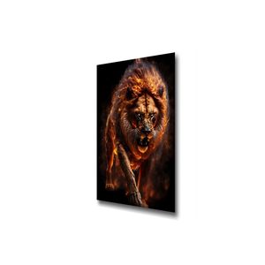 Pittura di vetro illustrazione di fiamme e leone