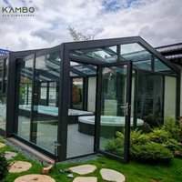 Kit de véranda électrique extensible en verre trempé au design moderne, enclos automatique pour jardins et patios de villas et maisons de petite taille