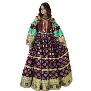 2024 EID nuevo diseño afgano Kuchi mujer largo Formal, boda y fiesta ropa mujer diseño bordado pesado con cinturón - Product Image 4