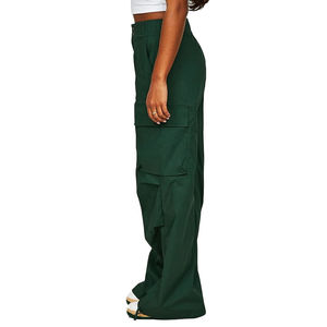 Nouveau pantalon cargo ample taille haute à jambes larges 4 poches 100% coton pantalon à cordon personnalisé pour femmes pantalon cargo - Product Image 6