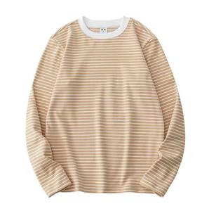 Contraste de color a rayas bolsillo decorativo bordado cuello redondo tejido 95% algodón ecológico transpirable Regular Fit hombres Sudadera con capucha - Product Image 5