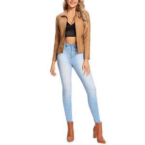 Vêtements décontractés Vestes en cuir confortables pour femmes Chaquetas De Mujer Fashion Front Zipper Vestes en cuir véritable pour femmes - Product Image 4