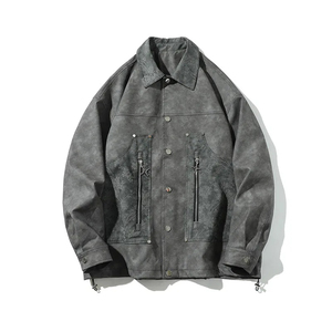 Chaquetas de solapa de primavera y otoño para hombre de Massgorule, abrigos de retales retro, chaquetas de cuero estampadas versátiles, chaquetas de trabajo de alta calidad - Product Image 2