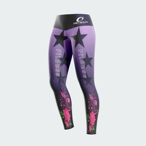 <b>High</b> Waist <b>Red</b> Sporty Leggings With Navy Side Stripes Full Length Knitted Stretch Breathable Women's Activewear Pants - Product Image 4