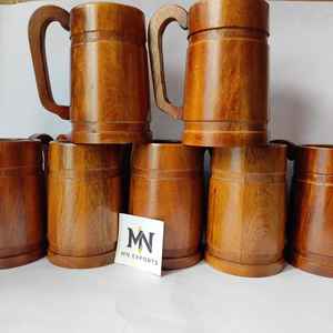 Taza de Cerveza de Madera Pulida, Tamaño Personalizado, con Asa, Taza de Café, Taza de Madera para Beber, para Bar, Restaurante, Hotel - Product Image 1