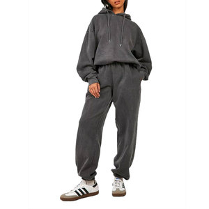 Conjunto de Jogger de lavado ácido con estilo para mujer hecho a medida de alta calidad, chándales de diseñador informales de Hip Hop a la moda para invierno - Product Image 1