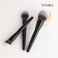 Ensemble de pinceaux de maquillage pour le visage de luxe Vonira Beauty Manufacturer, couleur noire, ferrules en cuivre, Juego De Brochas De Maquillaje Esenciales