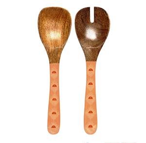 Ensemble de 2 serveurs à salade en bois Ensemble de service à salade fait main Produit en bois pour usage domestique dans la cuisine - Product Image 4