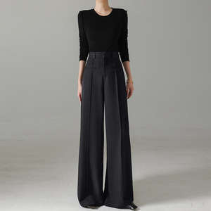 Pantalon de costume décontracté pour femme, taille haute, coupe ample, nouvelle mode printemps, uni, grande taille, anti-boulochage, longueur totale, braguette boutonnée - Product Image 6