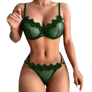 Amant Romance Sexy Lingerie maille chaude imprimé fleuri ensemble de Lingerie respirant femmes luxe dentelle soutien-gorge bref costume sans couture - Product Image 1