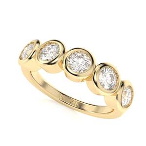 Anillo de boda de media eternidad con diamantes de corte redondo para mujer - Product Image 1