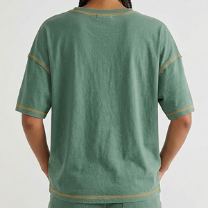 Camiseta de Mujer con Hombros Caídos, Corte Holgado, Cuello Redondo, Costuras en Contraste, Logotipo Personalizado Serigrafiado, Precio Mayorista Económico - Product Image 6