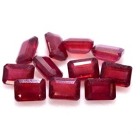 Pierre précieuse de rubis naturel certifiée par un tiers, taille octogonale à facettes, non montée, pour la création de bijoux, traitée par cirage/huile, couleur rouge