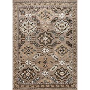 พรมขนสัตว์ถักมือ Erbe สีเบจและสีน้ำตาล ลายเรขาคณิต สำหรับใช้ในบ้าน-สำหรับห้องนั่งเล่น โถงทางเดิน ทางเข้าบ้าน AKWL-13023 - Product Image 1