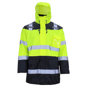 Top quality polyester Hi Vis Bomber Reflective Safety Winter Jacket Workwear Concealed Hooded Padded <b>Waterproof</b> <b>Work</b> <b>Wear</b> Coat - Product Image 1