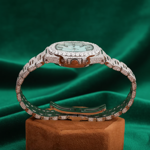 Luxury Iced Moissanite Automatic Watch Stainless Steel <b>Blue</b> Dial <b>Sapphire</b> Waterproof Diamond Style Full Iced <b>Bracelet</b> Watch - Product Image 4