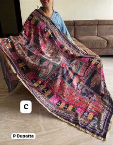 Vente chaude Chinon Soie Avec Impression Et Miroir Travail Dupatta Fabricant Et Fournisseur De Surat À Bon Marché - Product Image 5